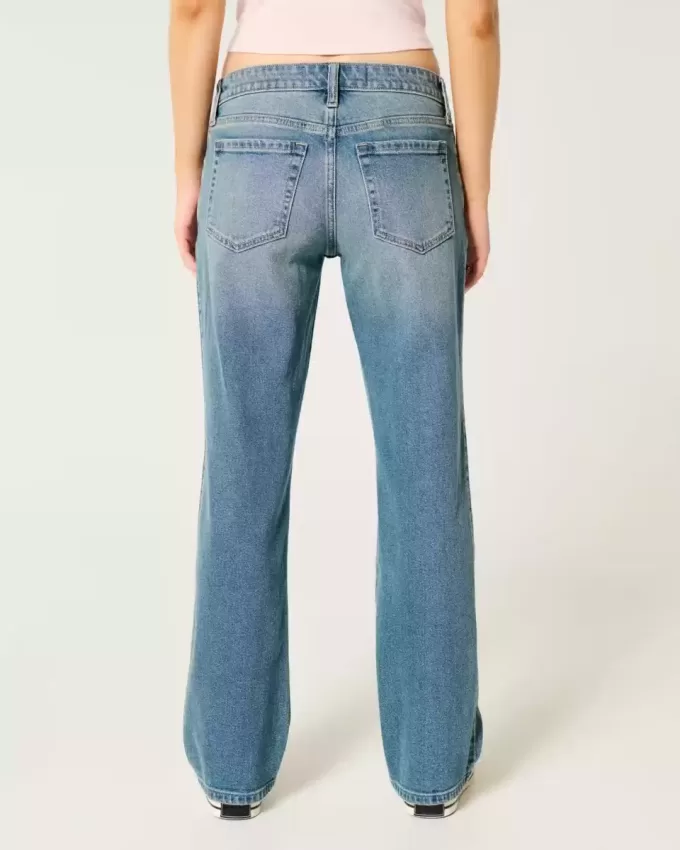 Low-Rise Medium Wash Relaxed Straight Jeans