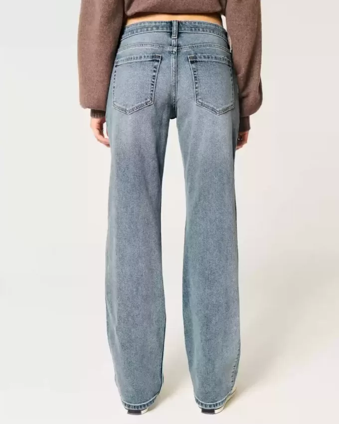 Low-Rise Medium Wash Relaxed Straight Jeans