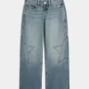 Low-Rise Medium Wash Star Graphic Baggy Jeans Low-Rise Medium Wash Star Graphic Baggy Jeans