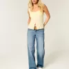 Low-Rise Medium Wash Studded Hearts Baggy Jeans