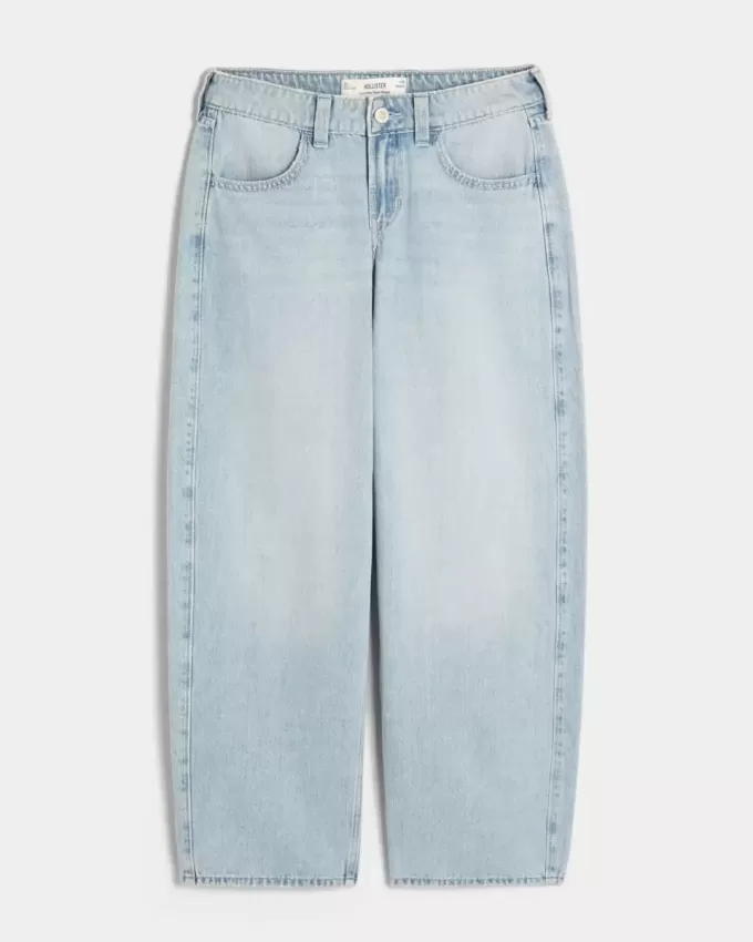 Low-Rise Medium Wash Tapered Baggy Jeans
