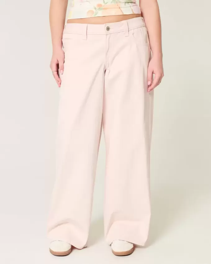 Low-Rise Pink Super Baggy Jeans