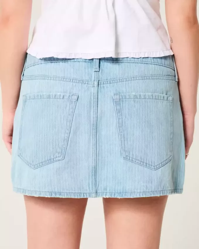 Low-Rise Railroad Stripe Denim Mini Skort
