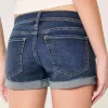 Low-Rise Ripped Dark Wash Denim Shortie Shorts