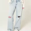 Low-Rise Ripped Light Wash Baggy Jeans