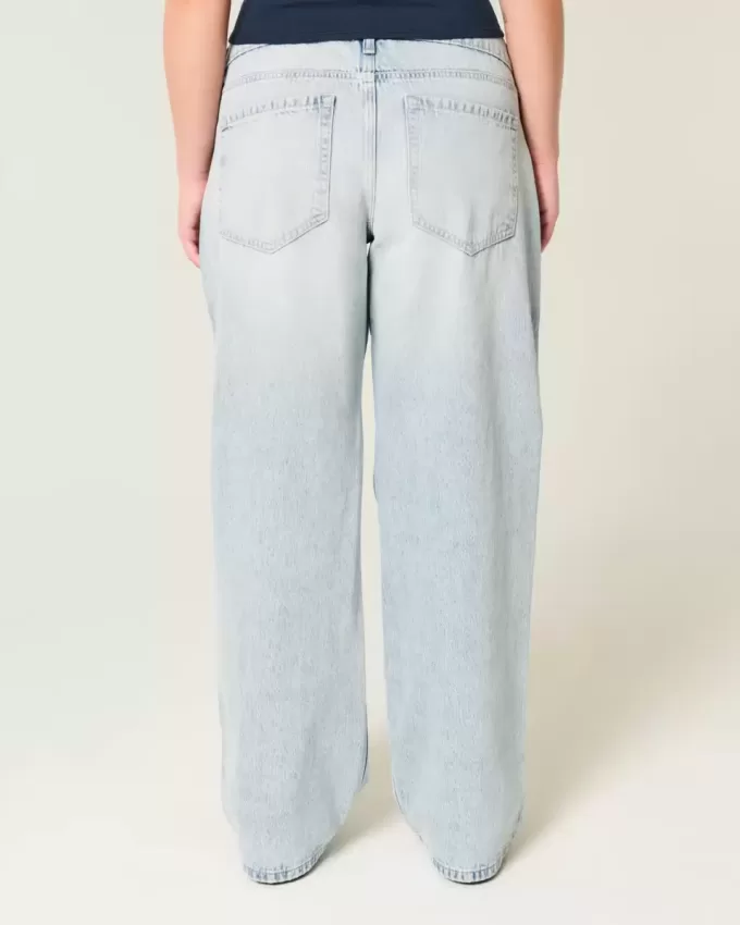 Low-Rise Ripped Light Wash Baggy Jeans