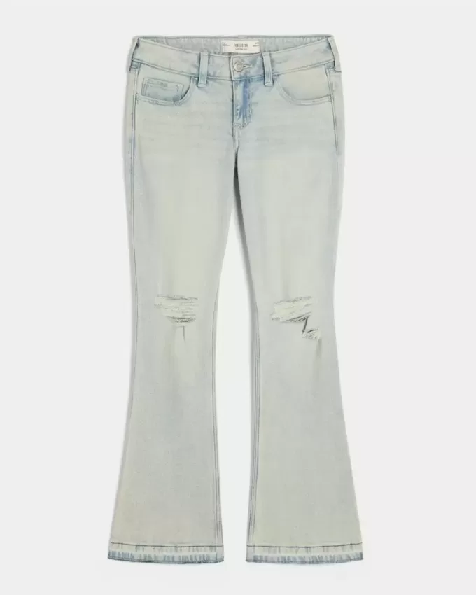 Low-Rise Ripped Light Wash Bootcut Jeans