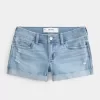 Low-Rise Ripped Light Wash Denim Shortie Shorts