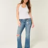 Low-Rise Ripped Medium Wash Bootcut Jeans