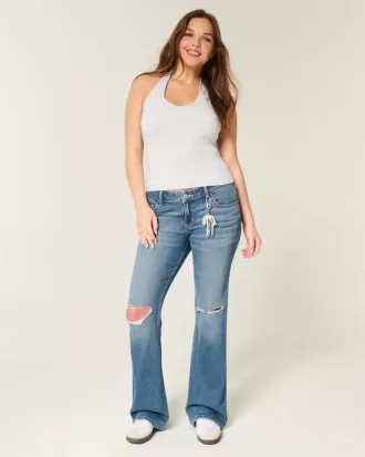 Low-Rise Ripped Medium Wash Bootcut Jeans