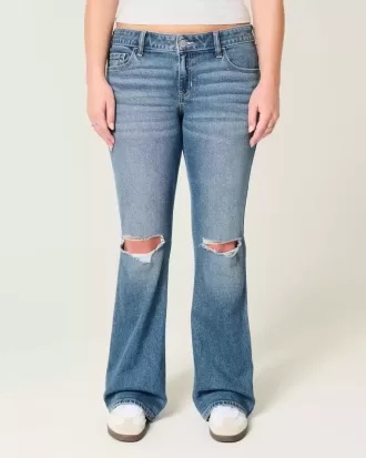 Low-Rise Ripped Medium Wash Bootcut Jeans