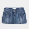Low-Rise Studded Denim Mini Skort