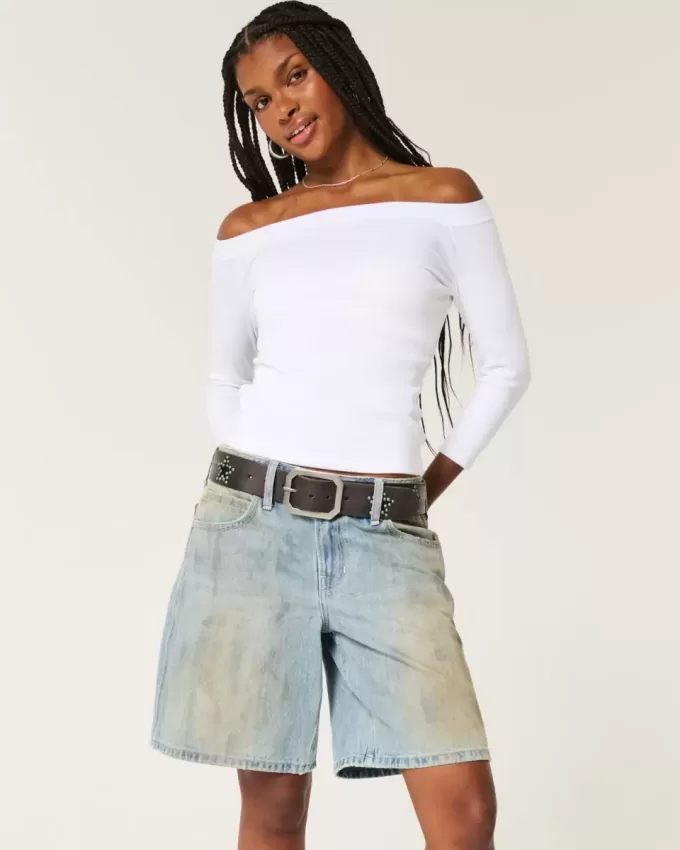 Low-Rise Tinted Mud Wash Baggy Jort