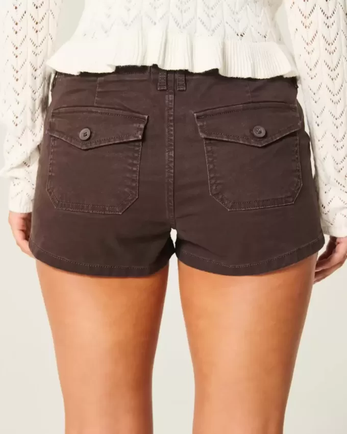 Low-Rise Twill Shortie Shorts