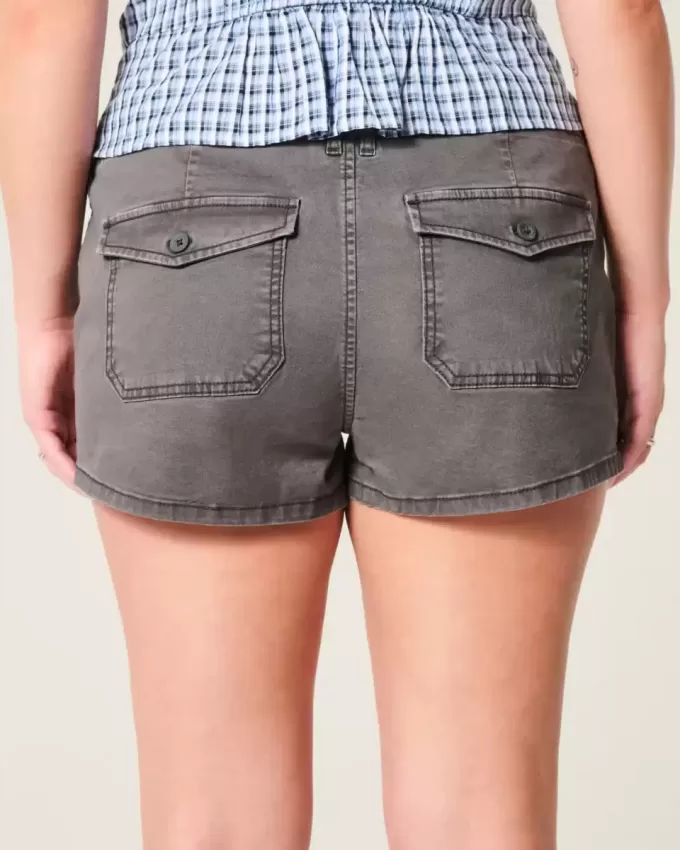Low-Rise Twill Shortie Shorts