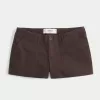 Low-Rise Twill Shortie Shorts