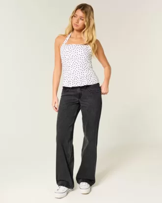 Low-Rise Washed Black Baggy Jeans