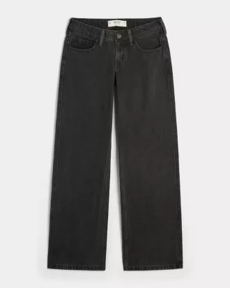 Low-Rise Washed Black Baggy Jeans