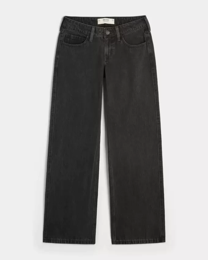 Low-Rise Washed Black Baggy Jeans