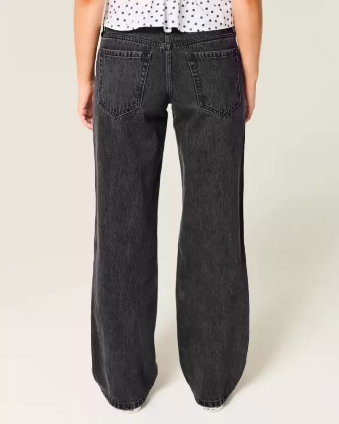 Low-Rise Washed Black Baggy Jeans