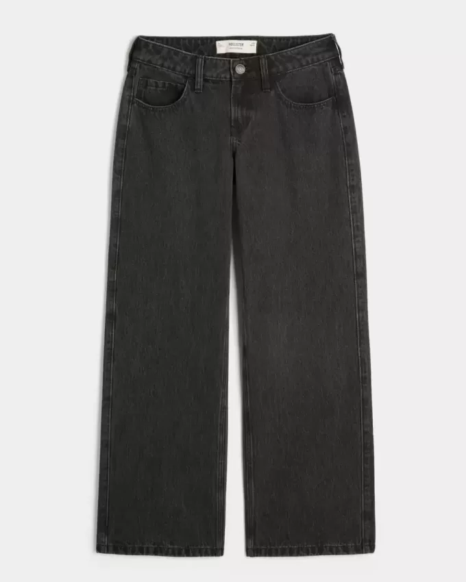 Low-Rise Washed Black Baggy Jeans