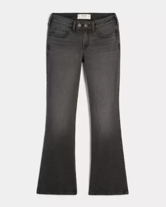 Low-Rise Washed Black Bootcut Jeans