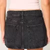 Low-Rise Washed Black Denim Mini Skort