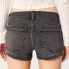 Low-Rise Washed Black Denim Shortie Shorts