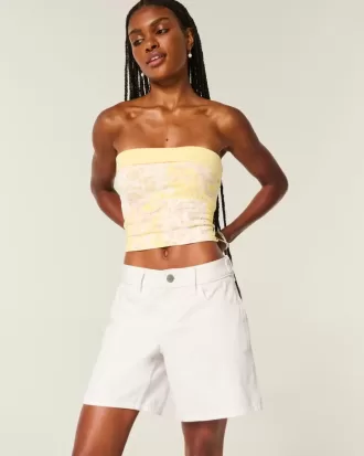 Low-Rise White Adjustable Waistband Baggy Jort