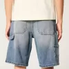 Medium Wash Baggy Denim Painter Shorts
