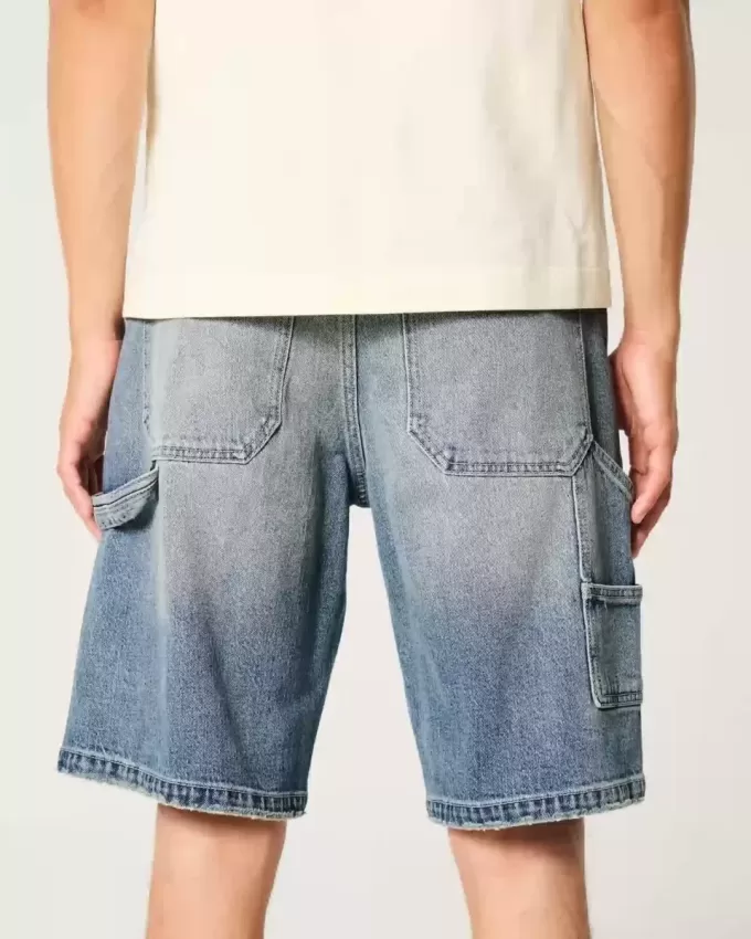 Medium Wash Baggy Denim Painter Shorts