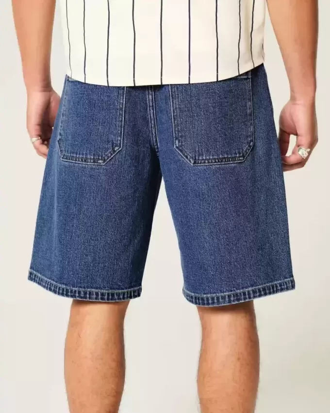 Medium Wash Baggy Denim Shorts