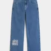 Medium Wash NYC Graphic Super Baggy Jeans