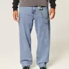 Medium Wash Skater Baggy Jeans