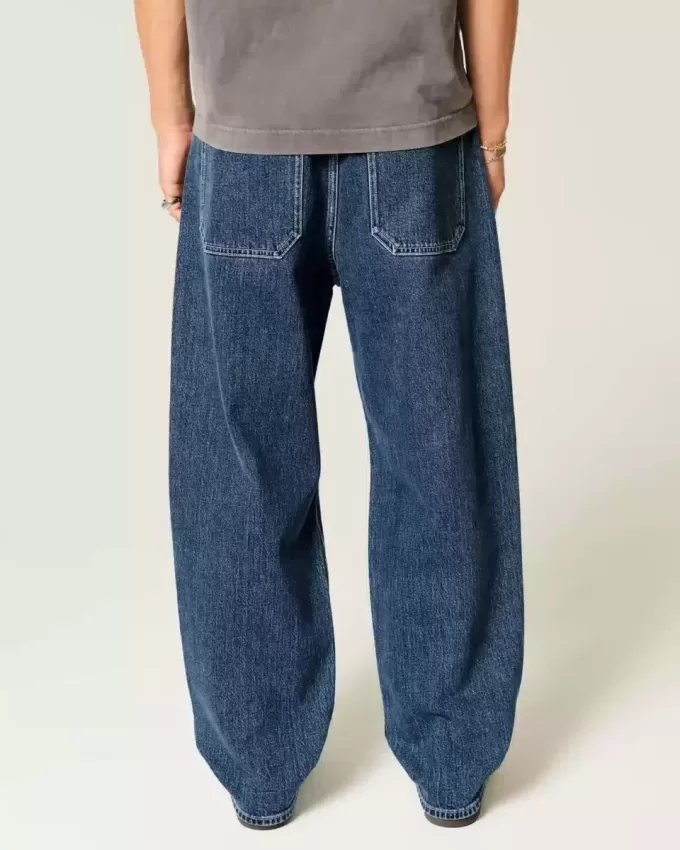 Medium Wash Star Graphic Skater Baggy Jeans