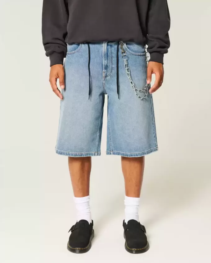 Medium Wash Super Baggy Denim Shorts