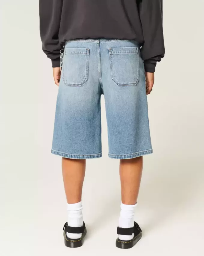 Medium Wash Super Baggy Denim Shorts