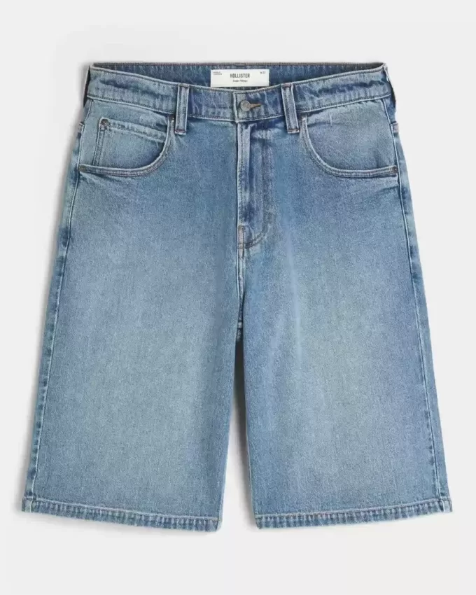 Medium Wash Super Baggy Denim Shorts
