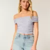 Mesh Foldover Off-the-Shoulder Top