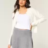 Mid-Rise Circle-Cut Sweater-Knit Mini Skirt