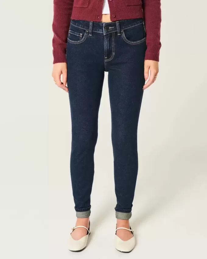 Mid-Rise Dark Wash Skinny Jeans