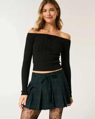 Mid-Rise Pleated Mini Skort