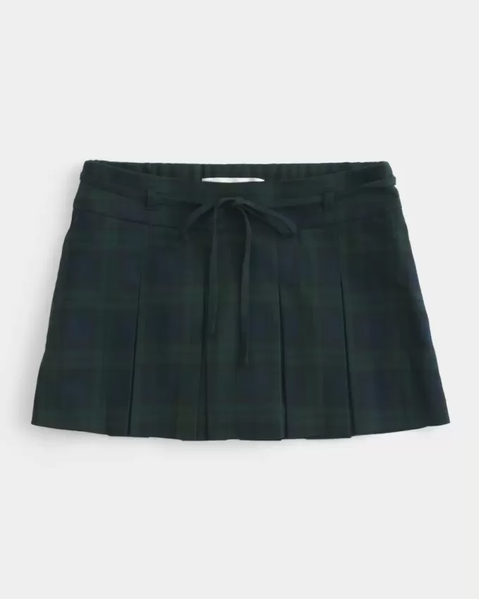 Mid-Rise Pleated Mini Skort