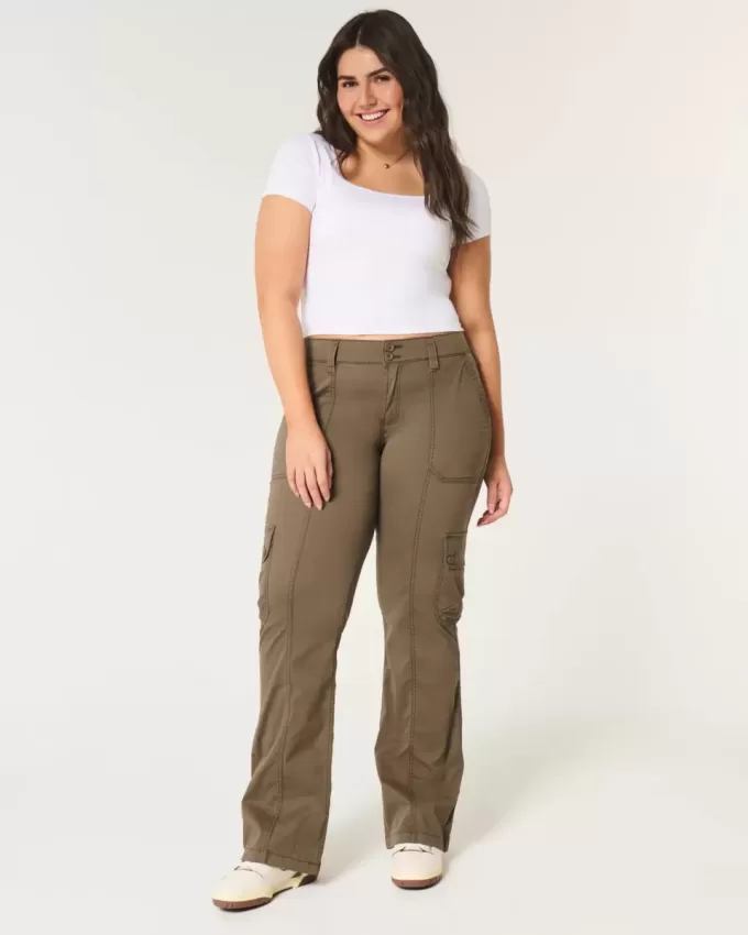 Mid-Rise Relaxed Cargo Boot Pants