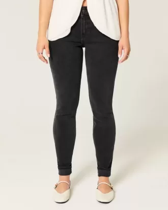Mid-Rise Washed Black Skinny Jeans