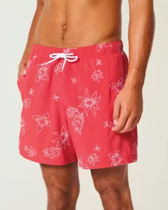 Mid-Thigh Embroidered Volley Swim Trunks