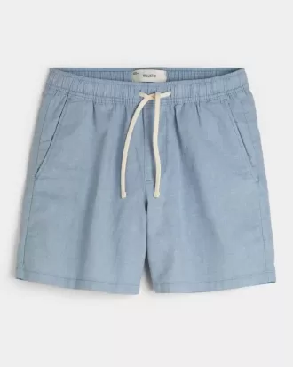 Mid-Thigh Linen-Blend Pull-On Shorts