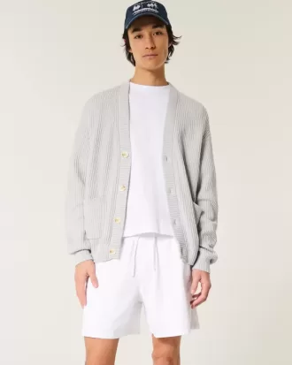 Mid-Thigh Linen-Blend Pull-On Shorts