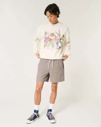 Mid-Thigh Linen-Blend Pull-On Shorts