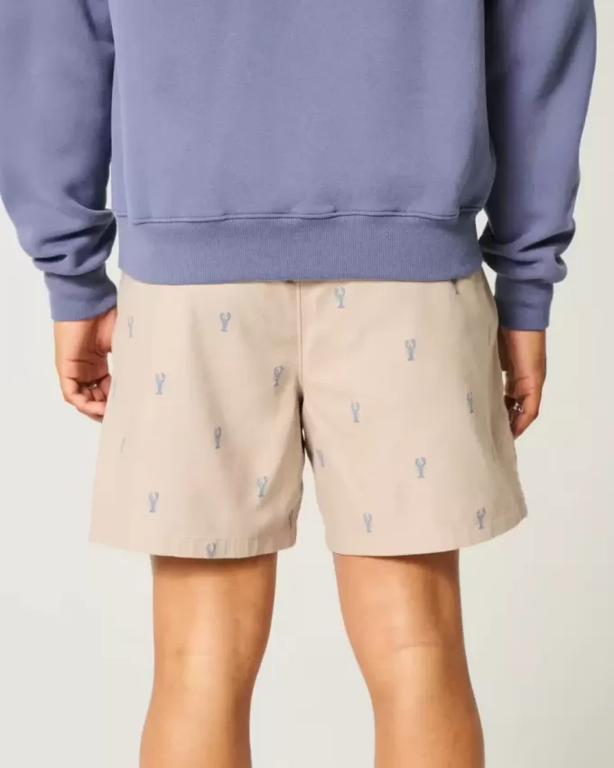 Mid-Thigh Lobster Pattern Pull-On Shorts